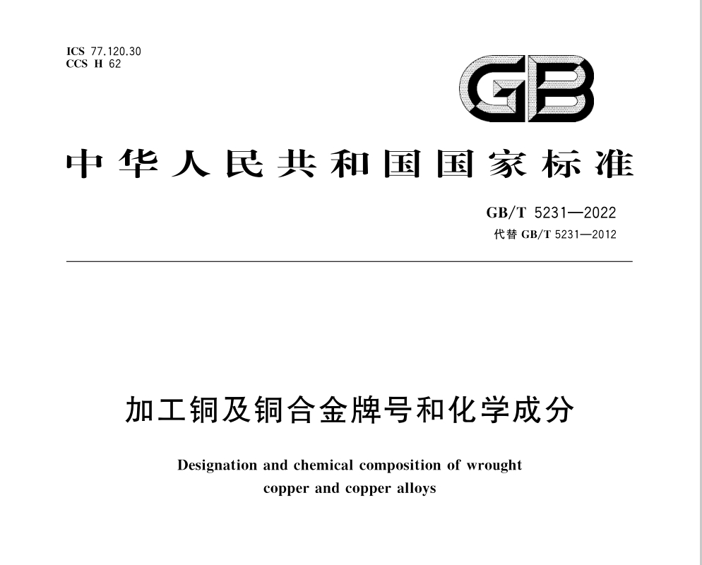 Processing copper and copper alloy grades and chemical composition GB/T5231-2012|Academy|Luoyang Jingshun Copper Co.,Ltd.